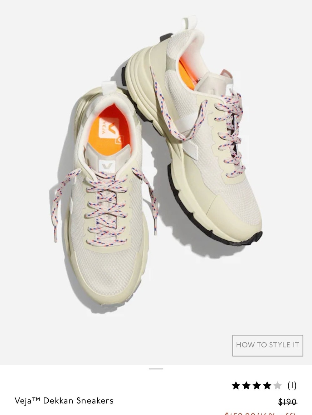 Veja Dekkan Sneakers in Cream with Multicolor Accents